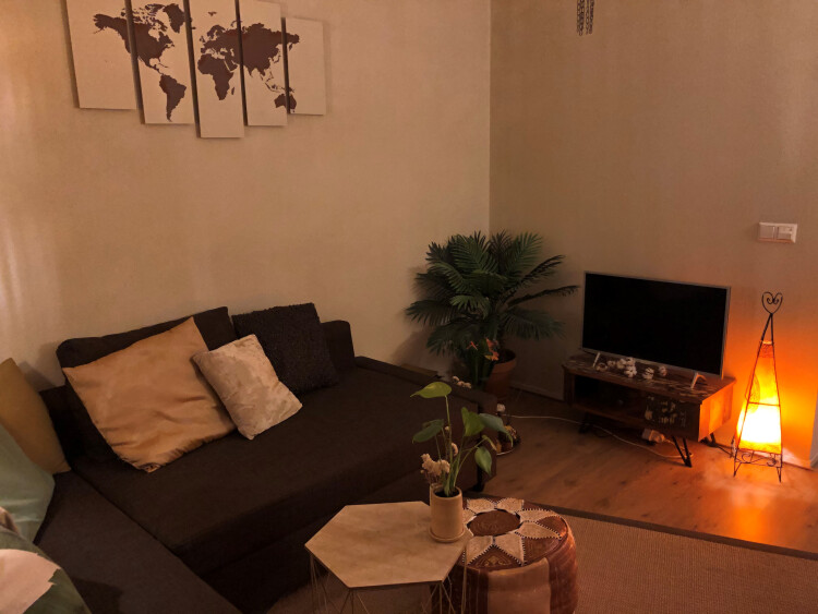 Ruime slaapbank en TV hoek